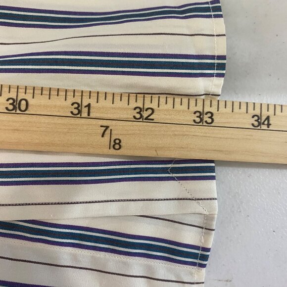 Polo Ralph Lauren Curham Custom Fit Dress Shirt Mens XL Blue Beige Striped Butto - Picture 8 of 10
